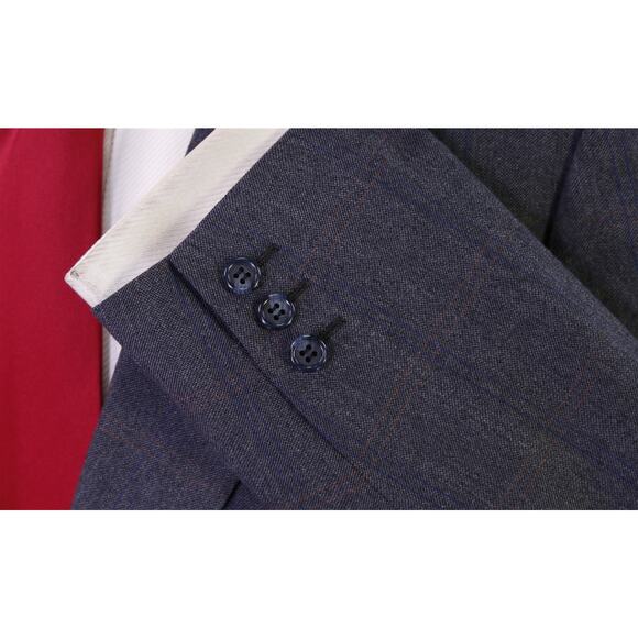 Hickey Freeman Loro Piana Blue Windowpane 2-Btn Wool Suit 38R - Picture 6 of 9